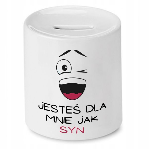 Skarbonka Dla Syna Jesteś Dla Mnie Jak Syn Prezent Z Nadrukiem Ze Zdjęciem zdjęcie 1