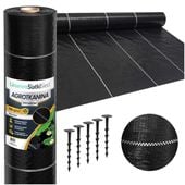 AGROTKANINA 135G 1,6x100m PREMIUM UV 3% AGROWŁÓKNINA MATA CZARNA + KOŁKI