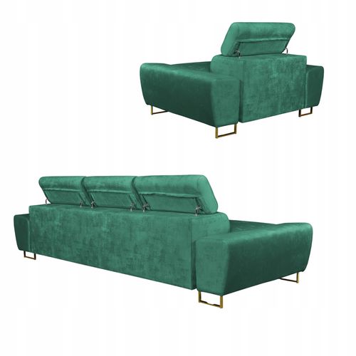 Zestaw mebli wypoczynkowych Bosso Sofa 3os fotele zielone Family Meble na Arena.pl