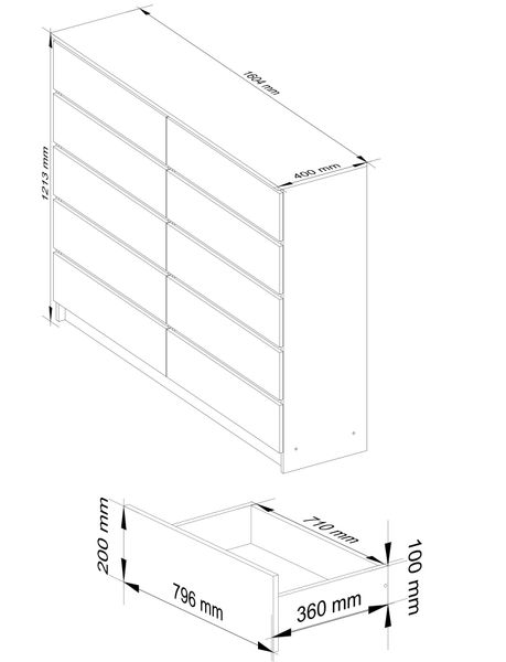 KOMODA K 160 cm 10 SZUFLAD BIAŁA zdjęcie 3