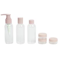 Zestaw pojemników podróżnych na kosmetyki do samolotu małe 7 elementów róż