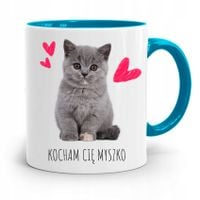 Kubek Błękitny Na Walentynki Kocham Cie Myszko Z Nadrukiem Ze Zdjęciem