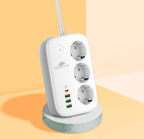 Listwa Zasilająca SMART WiFi Tuya Przedłużacz 3 AC 4 USB 2m Spacetronik na Arena.pl