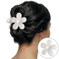 spinka do włosów klamra xl kwiat marmurek biały 7,5 x 8cm sp379b