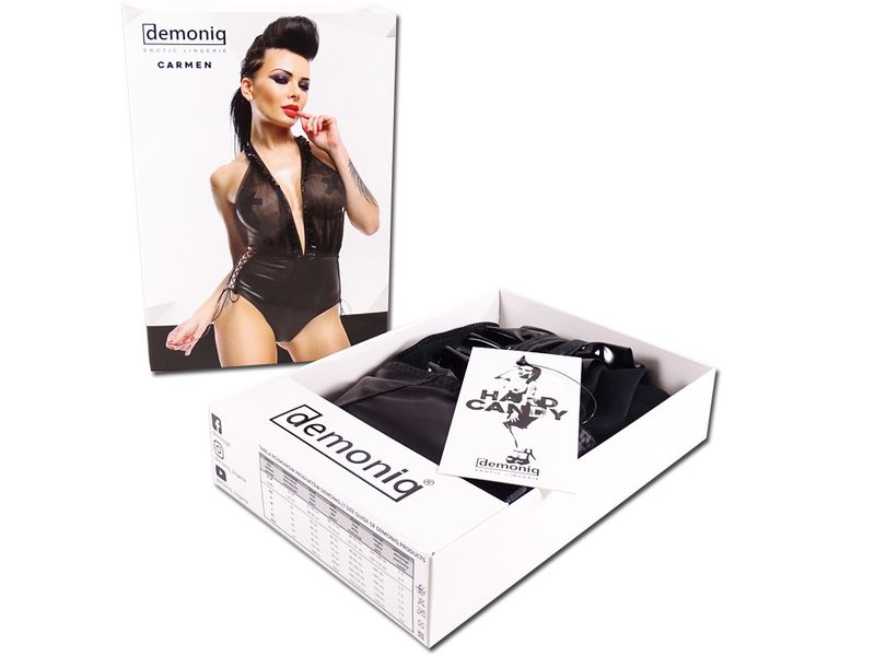 Czarne body siateczka i wetlook jak skóra L zdjęcie 8