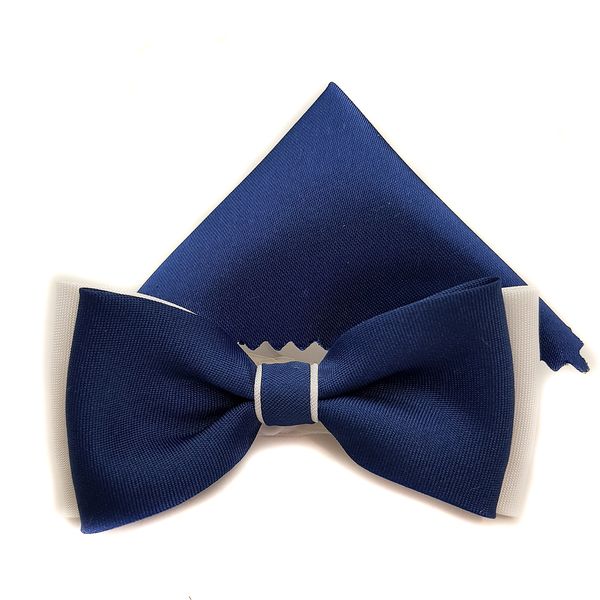 KOMUNIJNA GRANATOWO BIAŁA MUCHA Z GRANATOWĄ POSZETKĄ zdjęcie 1