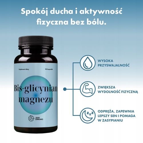 Glicynian Magnezu Jemy Zdrowo 180 Kapsułek po 375mg w dziennej dawce na Arena.pl