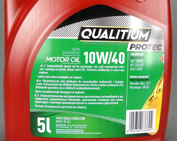 QUALITIUM PROTEC 10W40 5L ORYGINALNY POLSKI zdjęcie 12