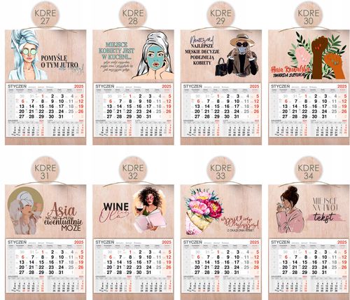 KALENDARZ 2025 jednodzielny DREWNIANY prezent dzień kobiet PERSONALIZOWANY na Arena.pl