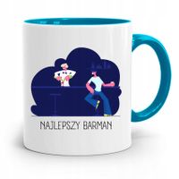 Kubek Błękitny Dla Barmana Najlepszy Barman Z Nadrukiem Ze Zdjęciem