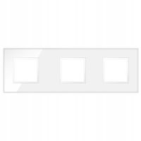 QUADRA RAMKA POTRÓJNA SZKLANA BIAŁA WŁĄCZNIK SZKŁO 3