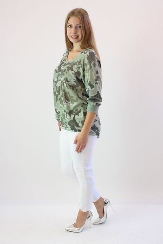 Sweterek z połyskiem wzór moro Oliwkowy UNI na Arena.pl