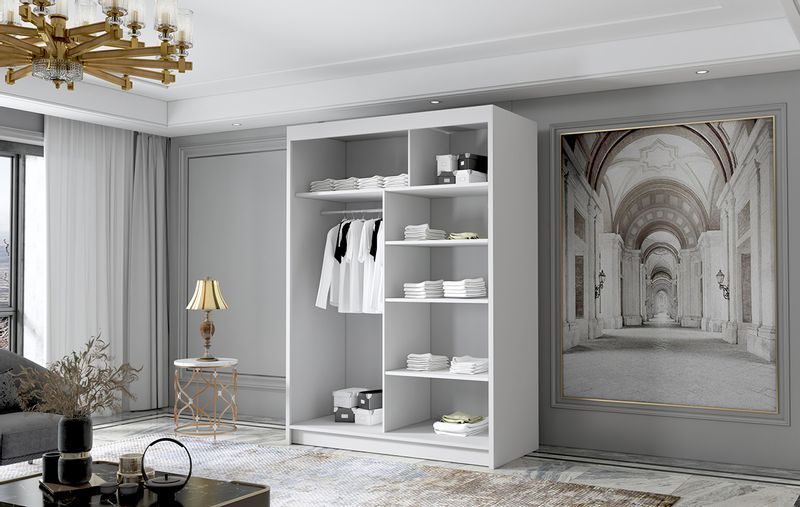 Szafa przesuwna LUNGO III 120-pojemna garderoba-BIAŁY zdjęcie 3