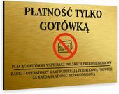 Tabliczka znak informacyjny 20x15 Złota PŁATNOŚĆ GOTÓWKĄ Nierdzewna