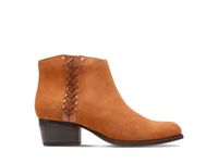 CLARKS Botki damskie Maypearl Fawn brązowe skórzane na zamek 39