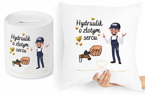 Dla Hydraulika Zestaw Poduszka + Skarbonka Z Nadrukiem Ze Zdjęciem na Arena.pl