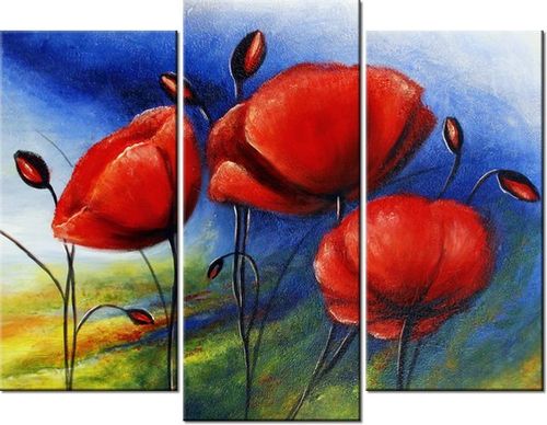 70 90CM OBRAZ 3 ELEM MAKI POLU ŚCIENNY DRUK PŁÓTNO na Arena.pl