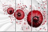 60 90CM OBRAZ 3 ELEM CZERWONY DMUCHAWCE 4 DRUK PŁÓTNO RAMA