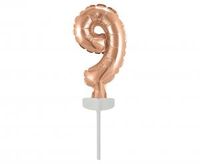balon foliowy b&c 13 cm na patyczku "cyfra 9" różowo-złota bc-5rz9