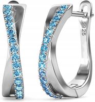 DUŻE KOLCZYKI SREBRNE ANGIELSKIE NIEBIESKIE SREBRO