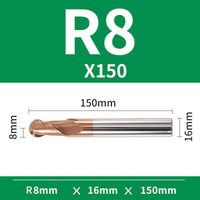 Frez kulowy, kula 2-ostrzowy VHM powłoka TiSiN Rozmiar: Ø16xR8x16Dx150L