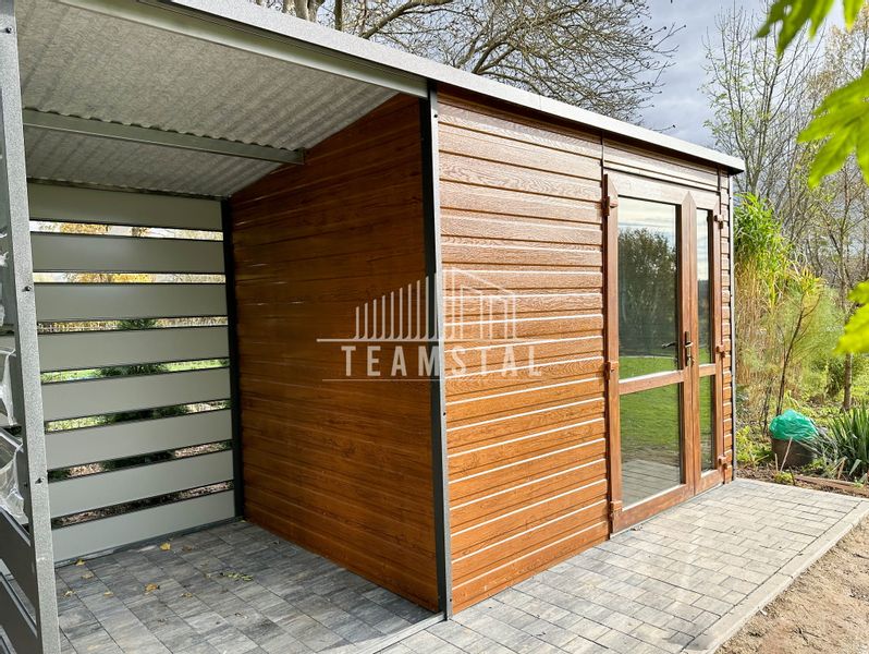 SCHOWEK - DOMEK OGRODOWY 2,5m x 2m + wiata 1,3m spad w tył TS511 zdjęcie 7