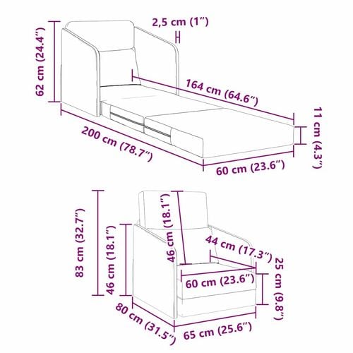Sofa Bed Kremowy 65 x 80 x 83 cm Aksamit na Arena.pl
