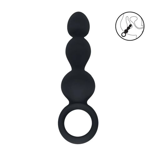 beaded silicone anal probe with loop - black na Arena.pl