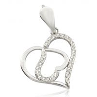 SREBRNY WISIOREK AŻUROWE SERCE Z CYRKONIAMI SREBRO PRÓBY 925