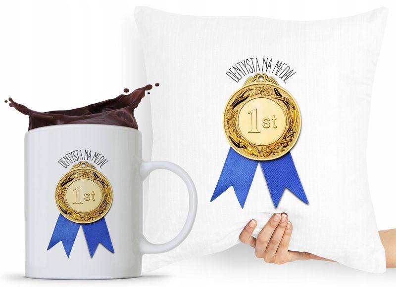 Zestaw Poduszka + Kubek Dla Dentysty Stomatologa Z Nadrukiem Ze Zdjęciem zdjęcie 1