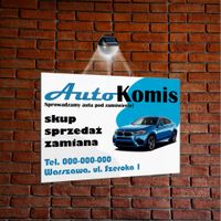 nadruk TABLICZKA reklamowa z lampką SZYLD 40x30 dibond AUTOKOMIS sprzedaż