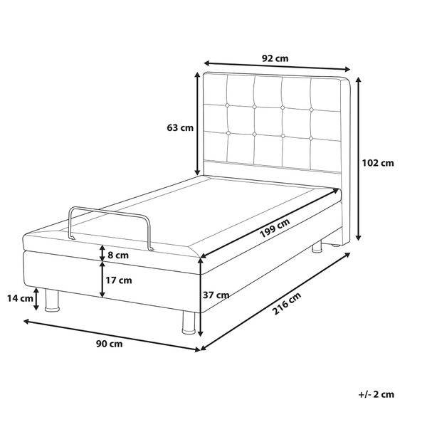 Łóżko regulowane tapicerowane 90 x 200 cm beżowe DUKE zdjęcie 8