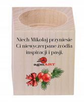 ŚWIECZNIK drewniany NADRUK UV LOGO reklamowy gadżet świąteczny