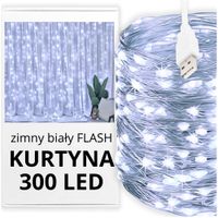 KURTYNA ŚWIETLNA 3x2,5m 300LED USB FLASH Zimna