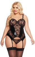 gorset erotyczny wet look jessica softline collection czarny 2xl