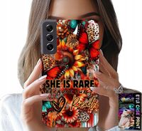 ETUI DO SAMSUNG GALAXY S21 - SHE IS RARE, SŁONECZNIKI, KWIATY, MOTYLE