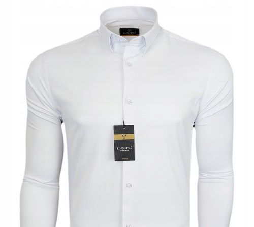 Koszula męska Biała dopasowana Lavier - SLIM FIT Bawełna Rozmiar XL na Arena.pl