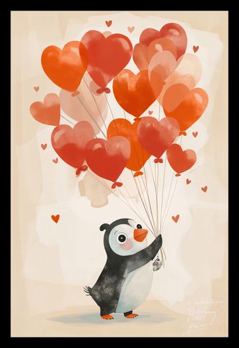 Plakat 20x30cm Pingwinek z Balonami na Arena.pl