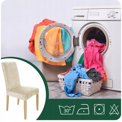 6 SZT POKROWIEC NA KRZESŁO Beż Kaszmirowy WELUR Elastyczny Gruby Pokrowce na Arena.pl