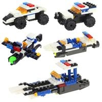 Klocki Konstrukcyjne Auto Policyjne Policja Robot Samolot Łódź 4w1 Zestaw