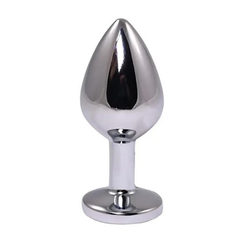 silver medium butt plug with red diamond na Arena.pl