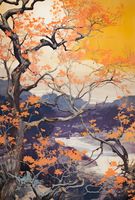 Plakat 67,5x100cm Złota Jesień nad Jeziorem