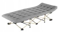 SKŁADANE ŁÓZKO TURYSTYCZNE Z GRUBYM MATERACEM 190X71x36 CM SZARY