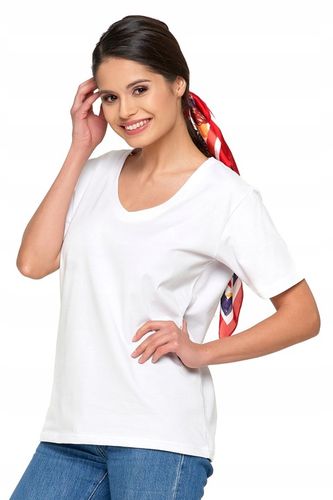 T-Shirt Damski Bawełna PREMIUM Luźna Koszulka Wygodna Dekolt V MORAJ L na Arena.pl