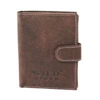 portfel skórzany męski pionowy wild tiger - ciemnobrązowy