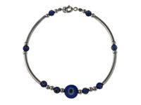 OKSYDOWANA SREBRNA BRANSOLETA NIEBIESKIE KORALIKI