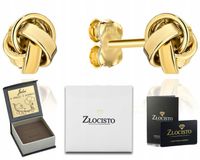 ZŁOTE KOLCZYKI PLECIONE NOWOCZESNE 585 SZTYFT PREZENT GRAWER