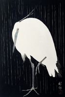 Plakat 61x91,5cm Egret in The Rain, Koson Japoński Vintage do Salonu