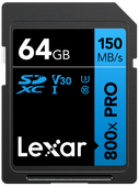 Lexar SDXC 800x Pro UHS-I cards, C10 (V30) U3, R150, 64GB