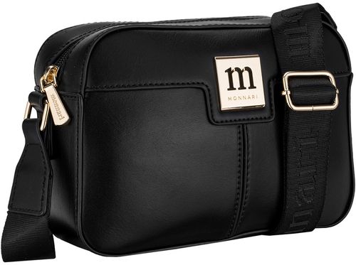 TOREBKA CZARNA Listonoszka MONNARI ZŁOTE LOGO LOGOWANY PASEK na Arena.pl